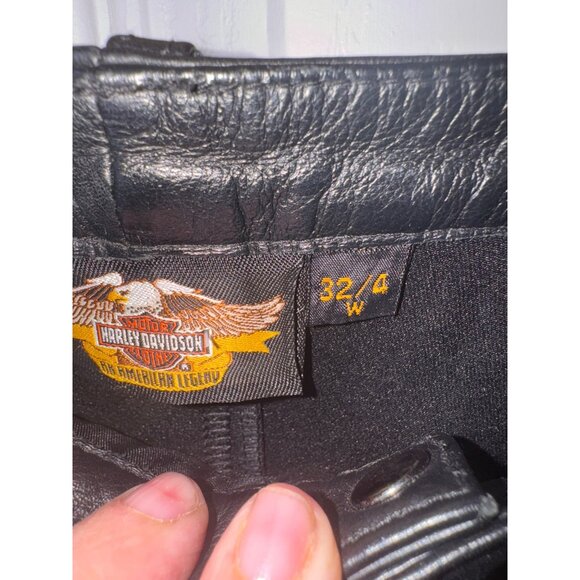 Harley Davidson Motor Biker Pants Leather Front Spandex Back 32/4 Comfort Riding - Picture 10 of 13